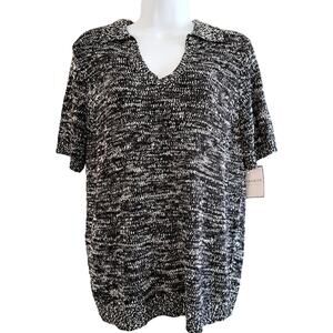 Sag Harbor Short Sleeve V-neck Sweater